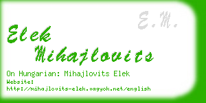 elek mihajlovits business card